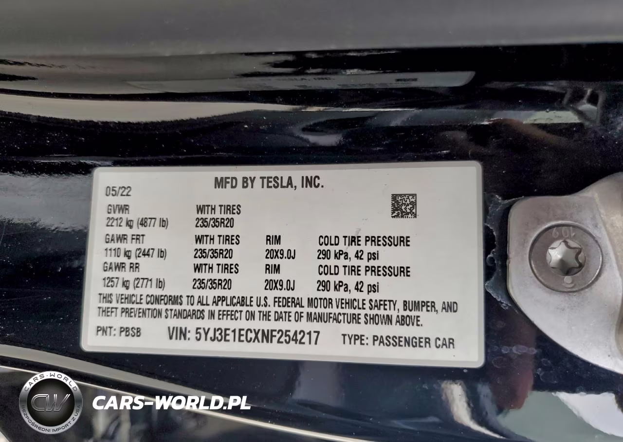 2022 Tesla Model 3 VIN:5YJ3E1ECXNF254217 - 12