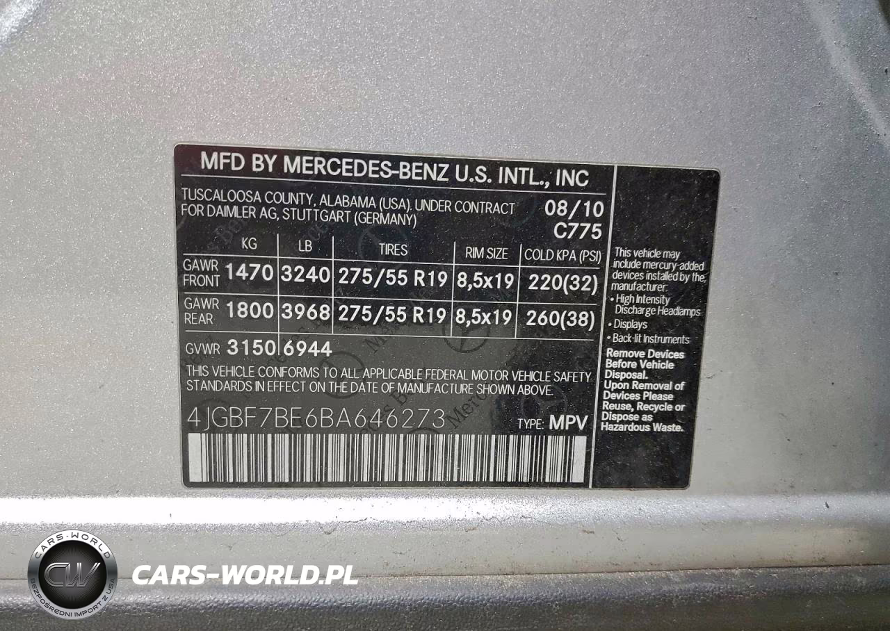 2011 Mercedes-Benz Gl 450 4Matic VIN:4JGBF7BE6BA646273 - 13