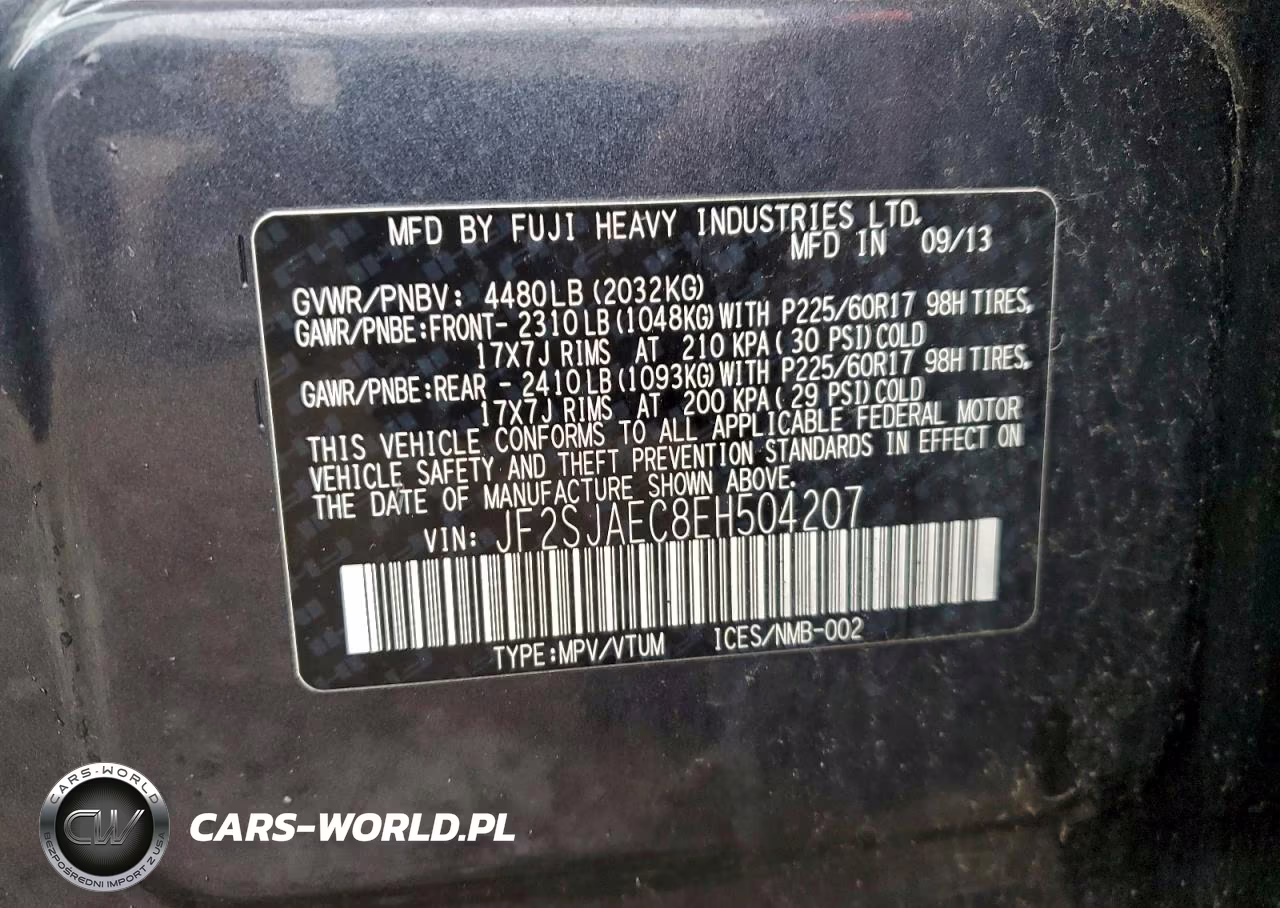 2014 Subaru Forester 2.5I Premium VIN:JF2SJAEC8EH504207 - 13