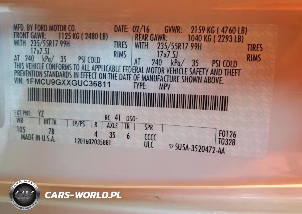 2016 Ford Escape Se VIN:1FMCU9GXXGUC36811 - 14