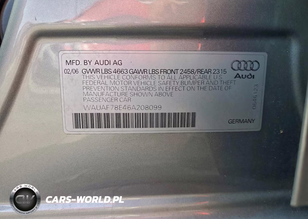 2006 Audi A4 2 Turbo VIN:WAUAF78E46A208099 - 12