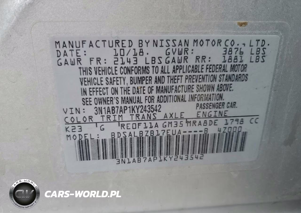 2019 Nissan Sentra S VIN:3N1AB7AP1KY243542 - 12