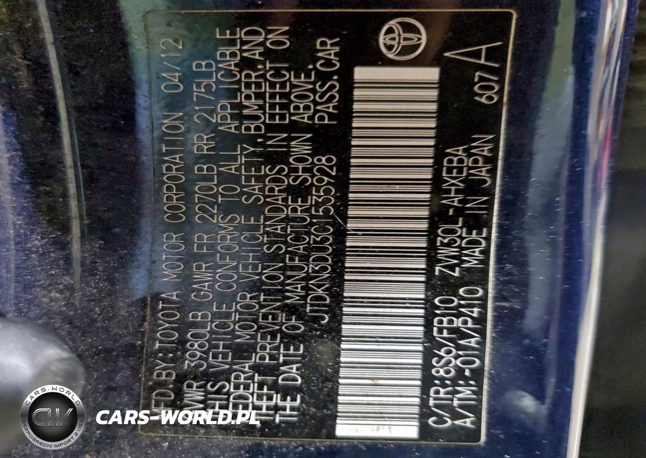 2012 Toyota Prius Two VIN:JTDKN3DU3C1535928 - 13