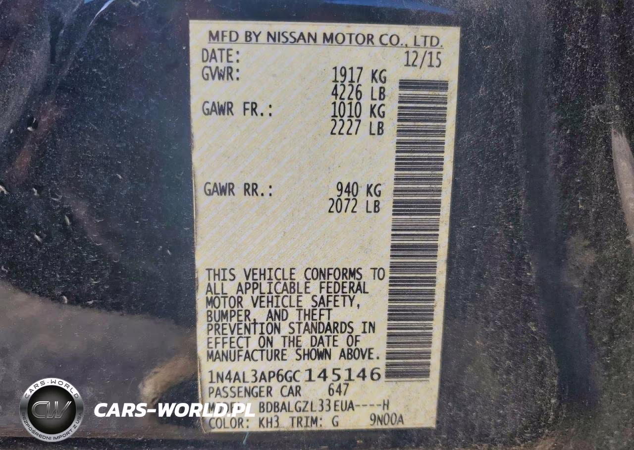 2016 Nissan Altima 2.5 VIN:1N4AL3AP6GC145146 - 12