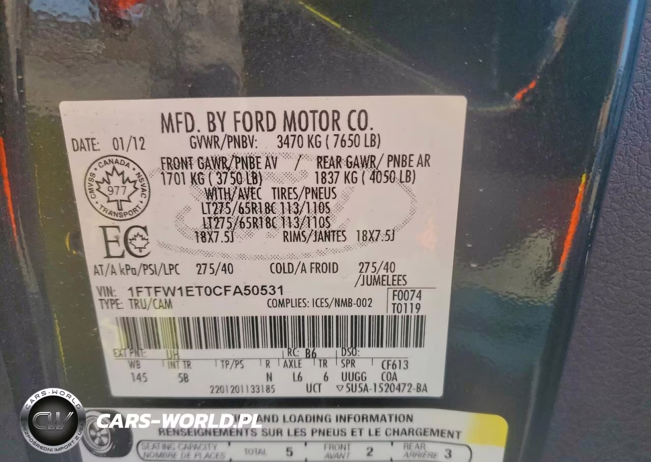 2012 Ford F150 Supercrew VIN:1FTFW1ET0CFA50531 - 12