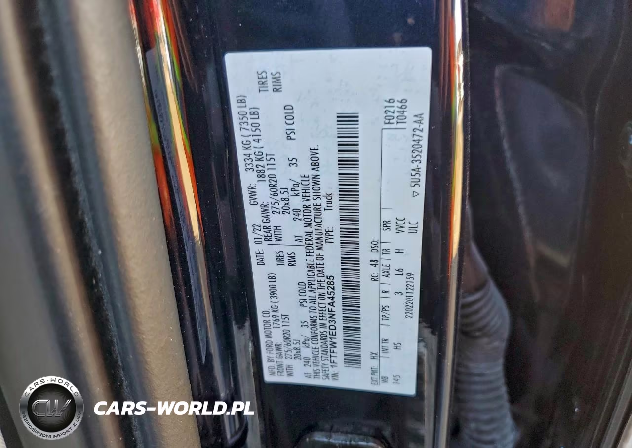 2022 Ford F150 Supercrew VIN:1FTFW1ED3NFA45285 - 12