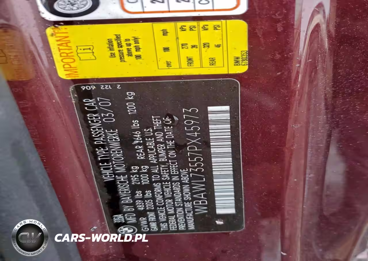 2007 BMW 335 I VIN:WBAWL73557PX45973 - 12
