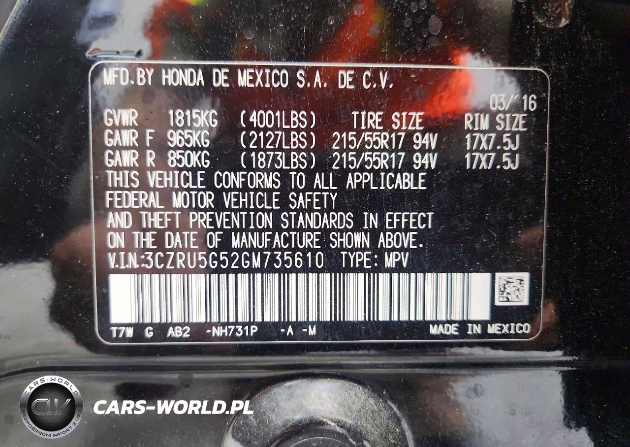 2016 Honda Hr-V Ex VIN:3CZRU5G52GM735610 - 13
