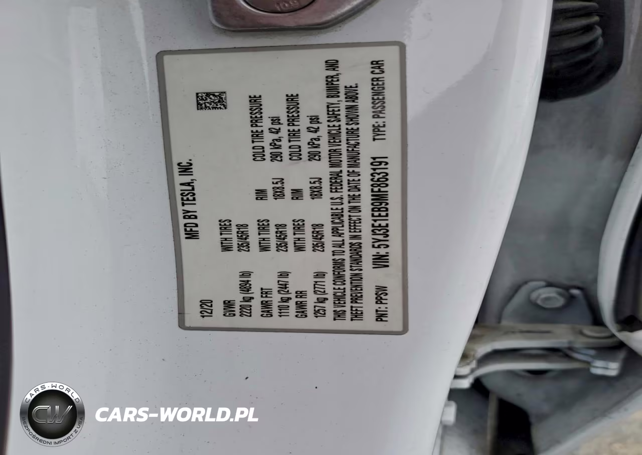 2021 Tesla Model 3 VIN:5YJ3E1EB9MF863191 - 13
