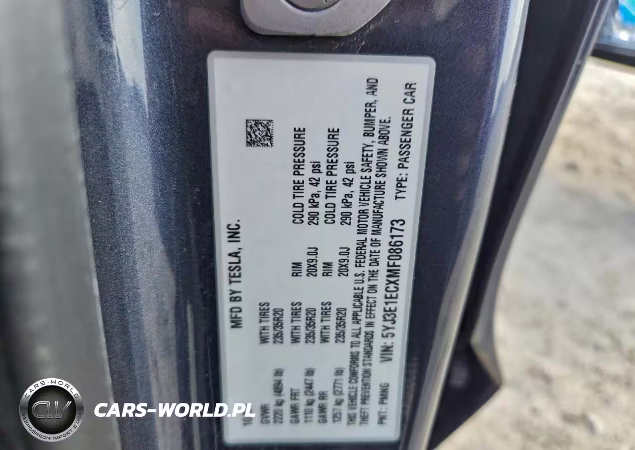 2021 Tesla Model 3 VIN:5YJ3E1ECXMF086173 - 12