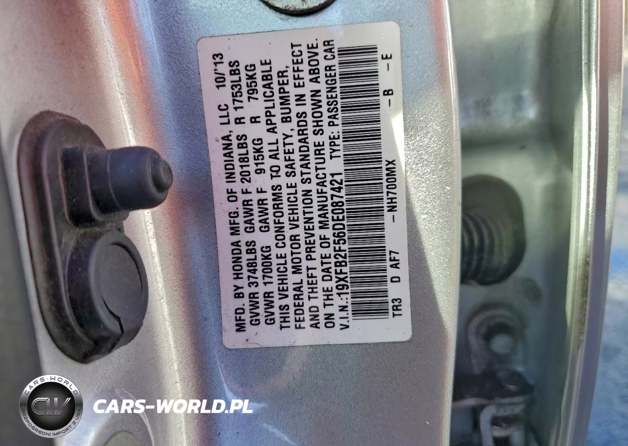 2013 Honda Civic Lx VIN:19XFB2F56DE087421 - 13