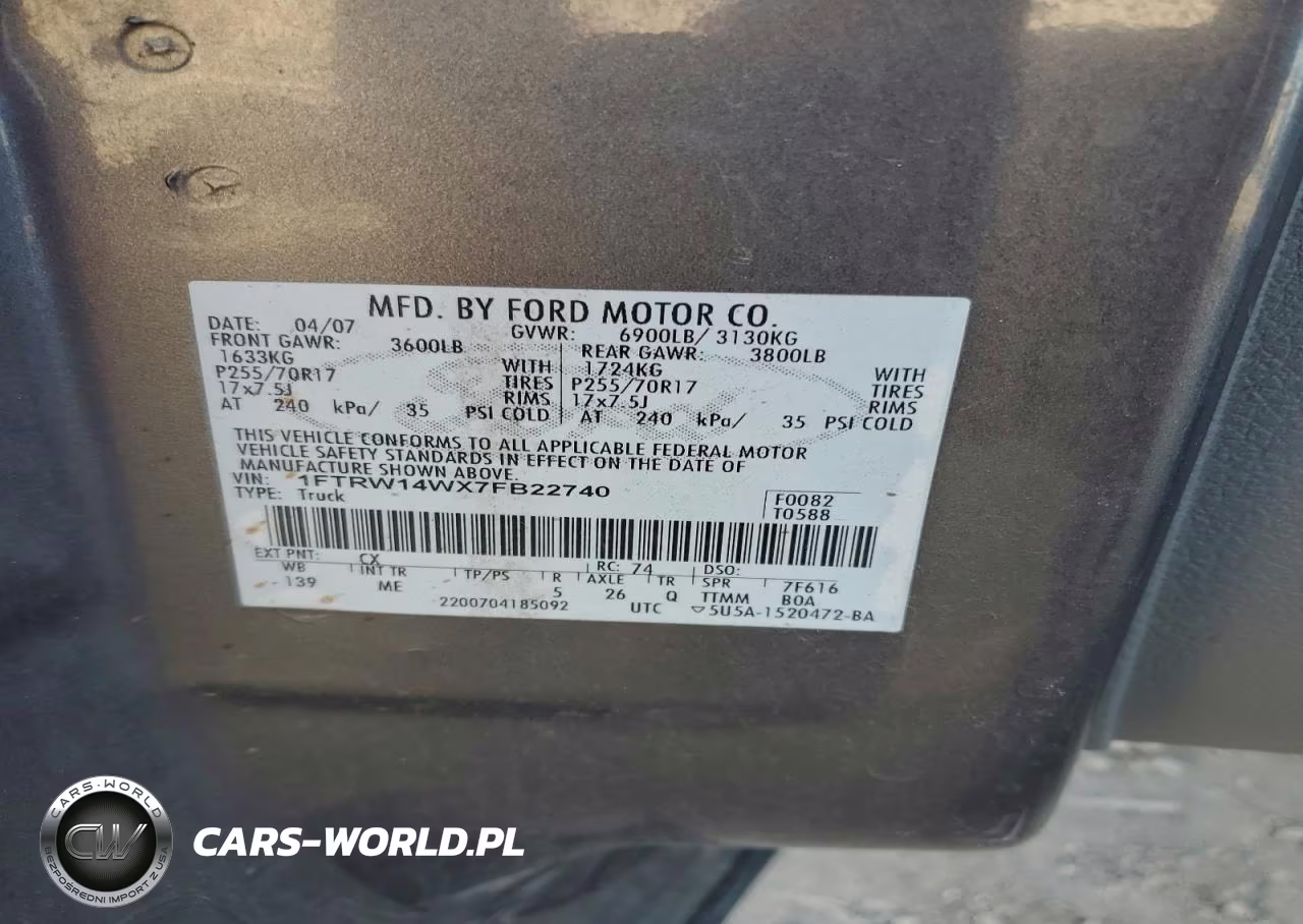 2007 Ford F150 Supercrew VIN:1FTRW14WX7FB22740 - 13
