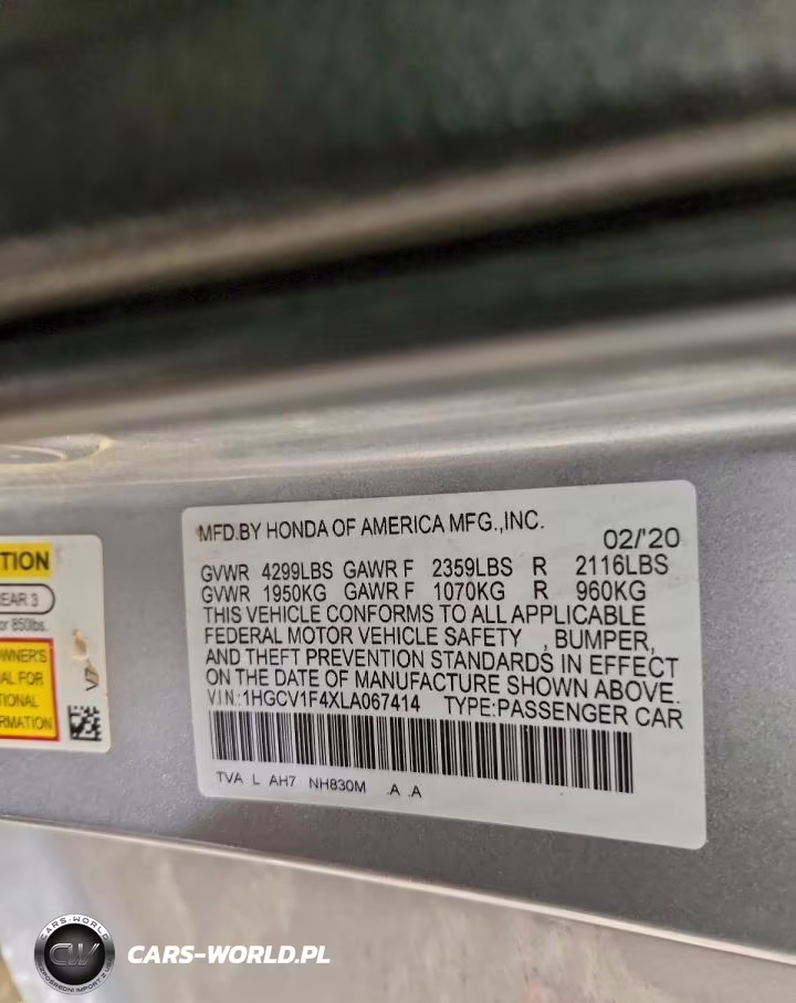 2020 Honda Accord Ex VIN:1HGCV1F4XLA067414 - 12
