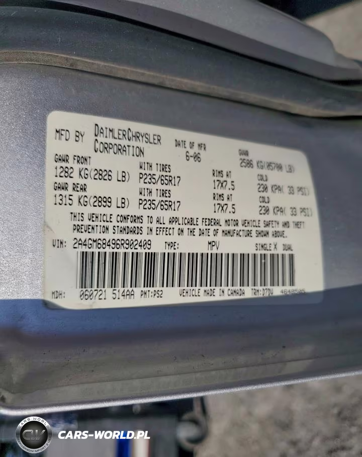 2006 Chrysler Pacifica Touring VIN:2A4GM68496R902409 - 13
