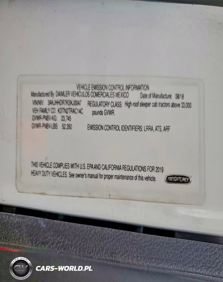 2019 Freightliner Cascadia 126 Semi Truck VIN:3AKJHHDR7KSKJ0047 - 10