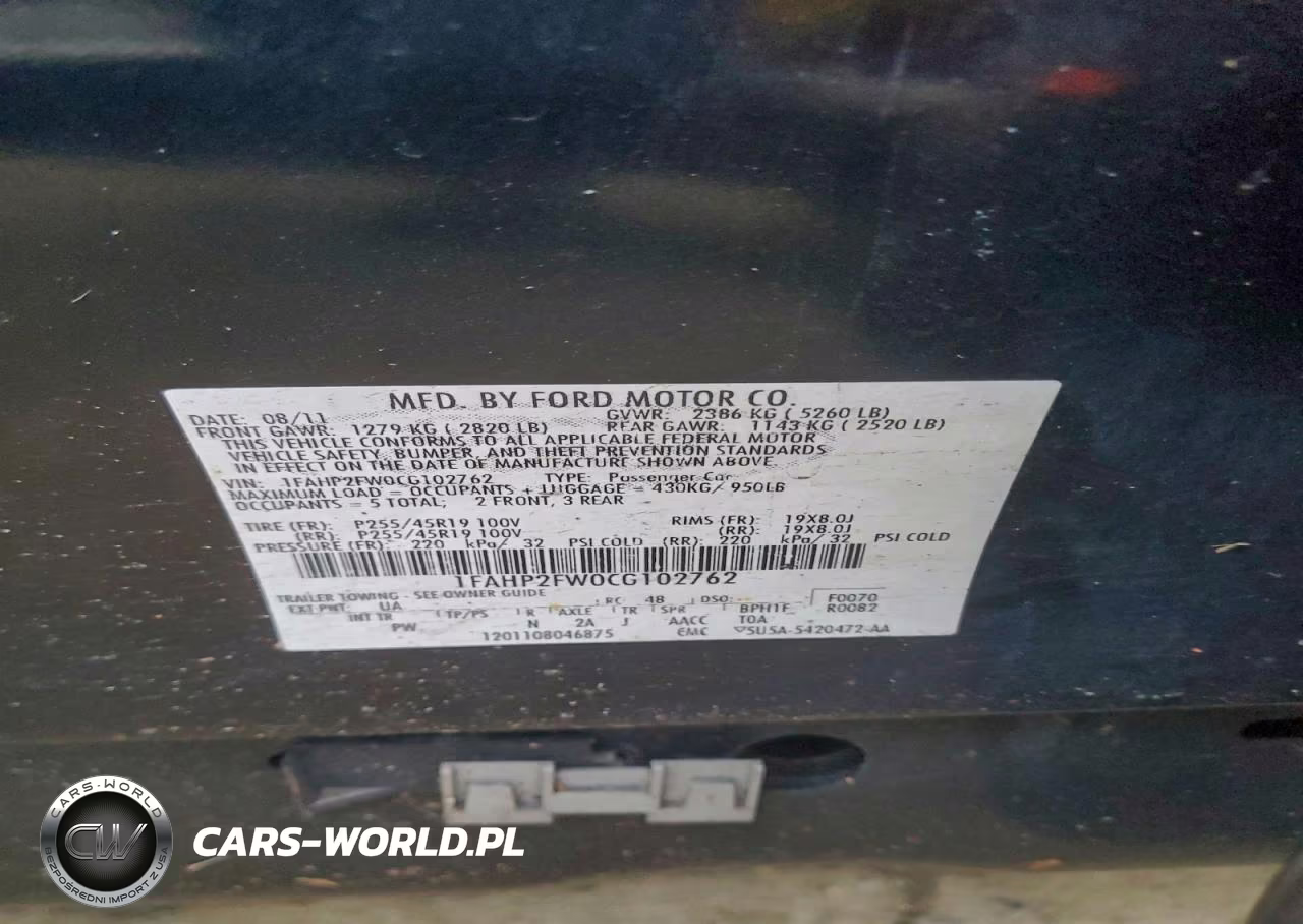 2012 Ford Taurus Limited VIN:1FAHP2FW0CG102762 - 12