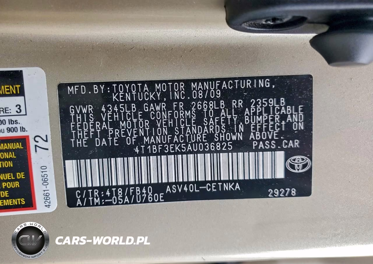 2010 Toyota Camry Le VIN:4T1BF3EK5AU036825 - 12