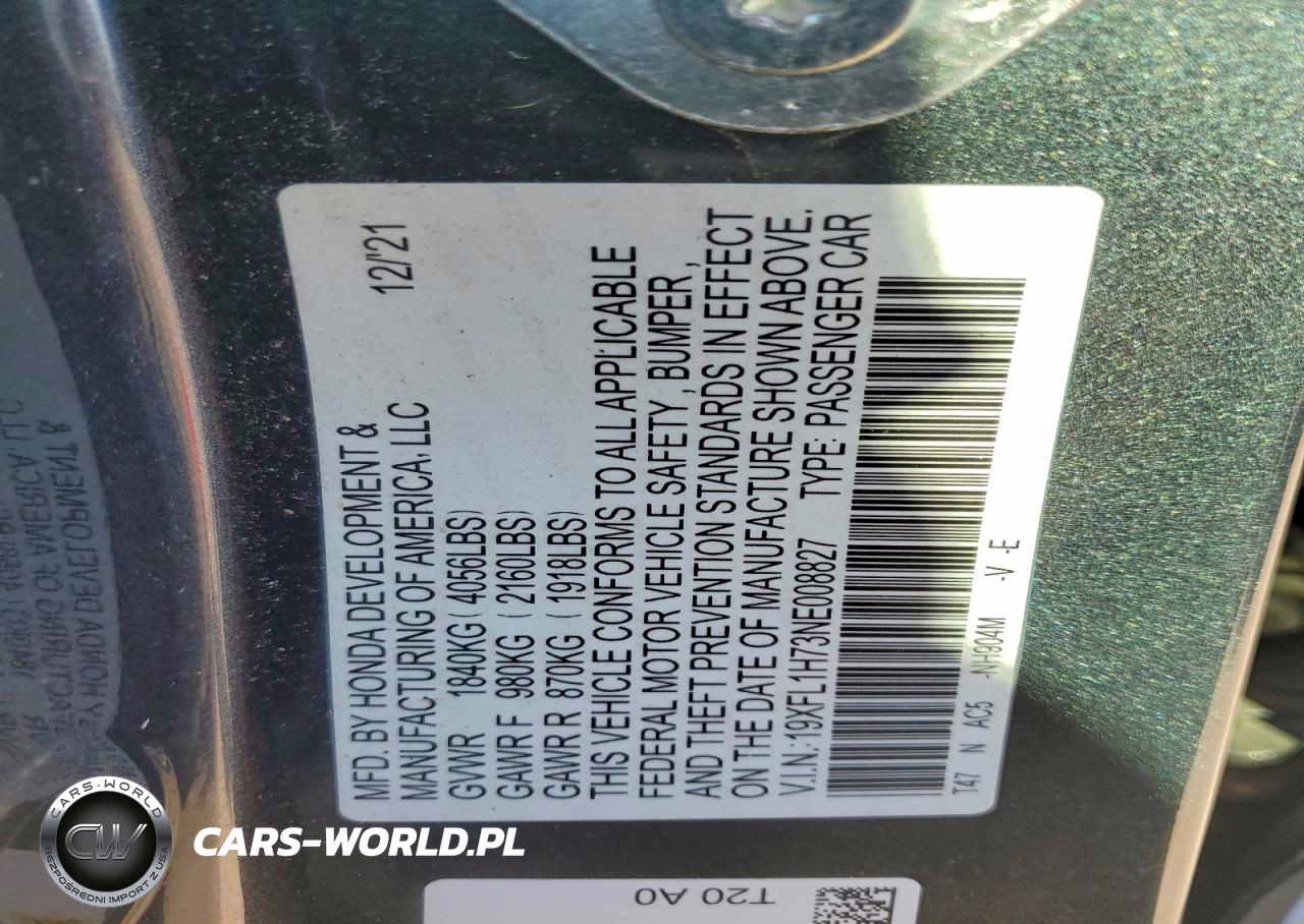 2022 Honda Civic Exl VIN:19XFL1H73NE008827 - 12