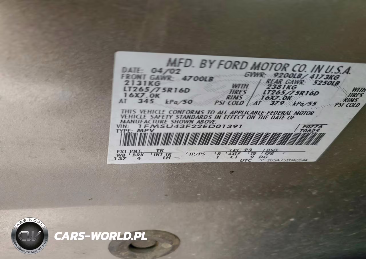 2002 Ford Excursion Limited VIN:1FMSU43F22ED01391 - 12