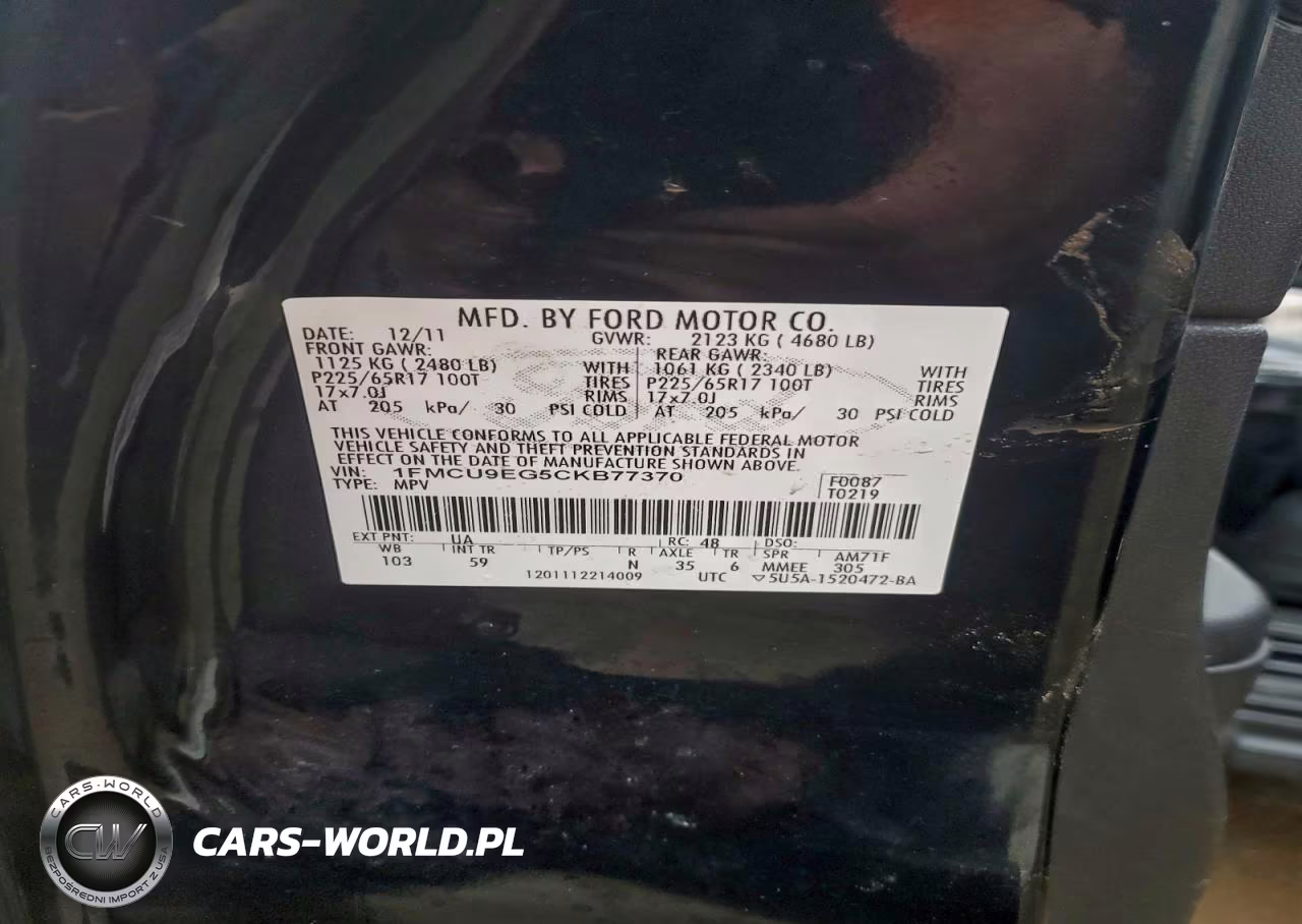 2012 Ford Escape Limited VIN:1FMCU9EG5CKB77370 - 13