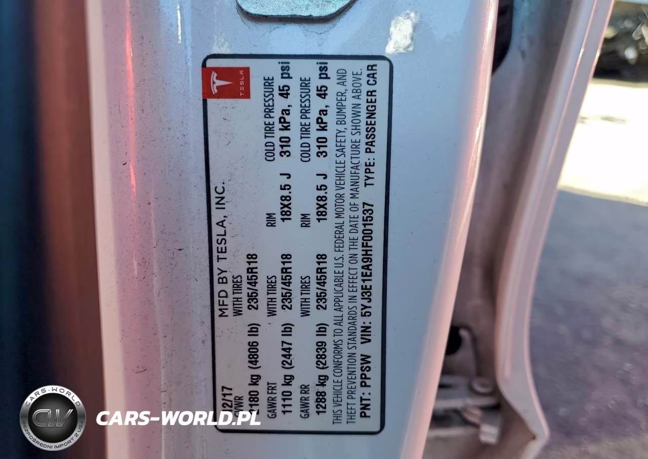 2017 Tesla Model 3 VIN:5YJ3E1EA9HF001537 - 12
