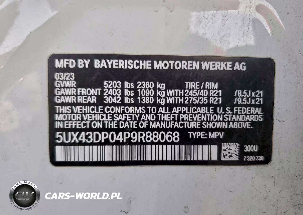 2023 BMW X3 Sdrive30I VIN:5UX43DP04P9R88068 - 12