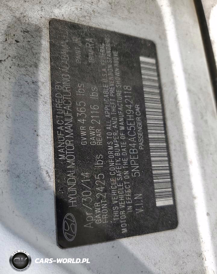 2014 Hyundai Sonata Gls VIN:5NPEB4AC5EH942118 - 12