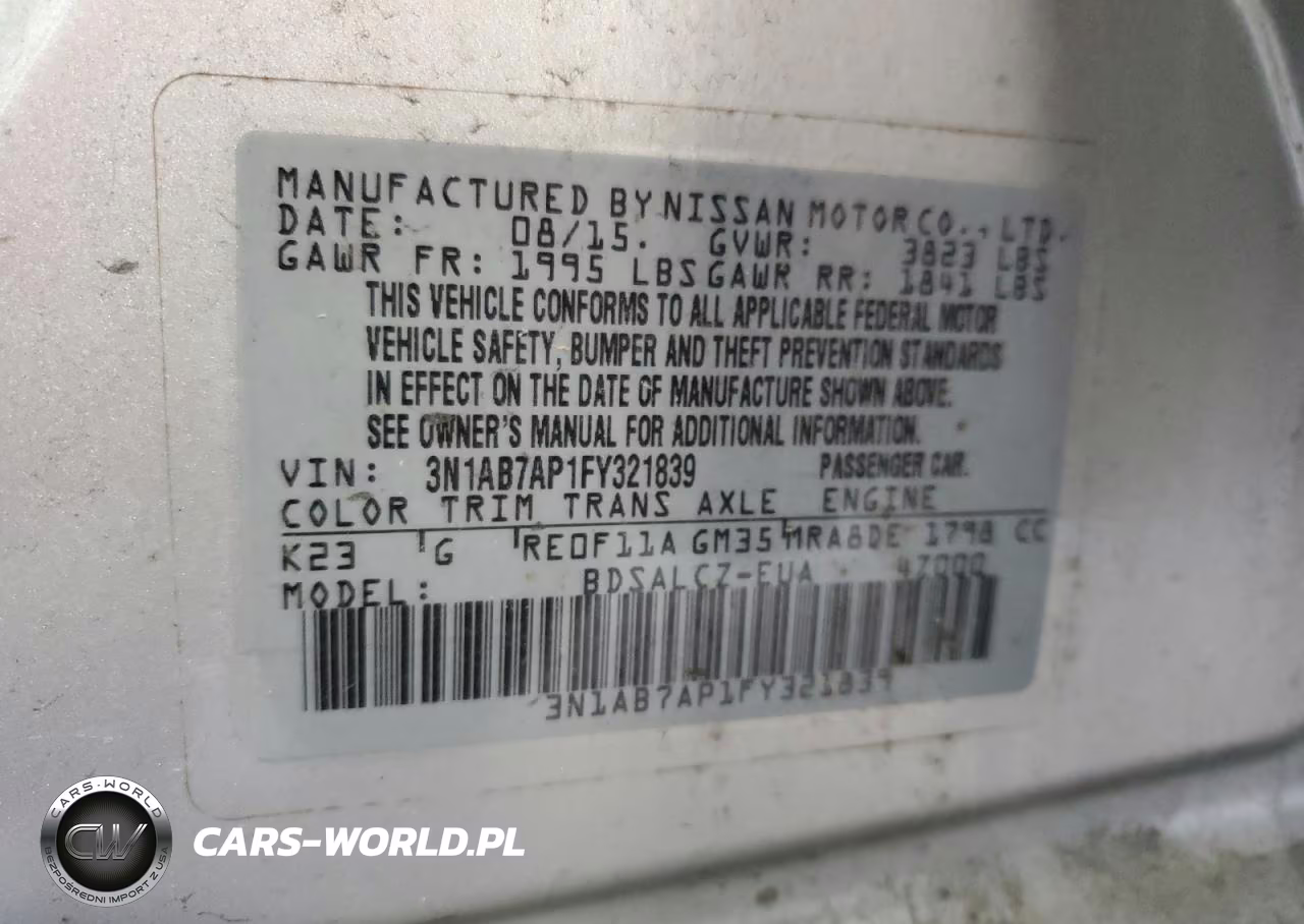 2015 Nissan Sentra S VIN:3N1AB7AP1FY321839 - 12