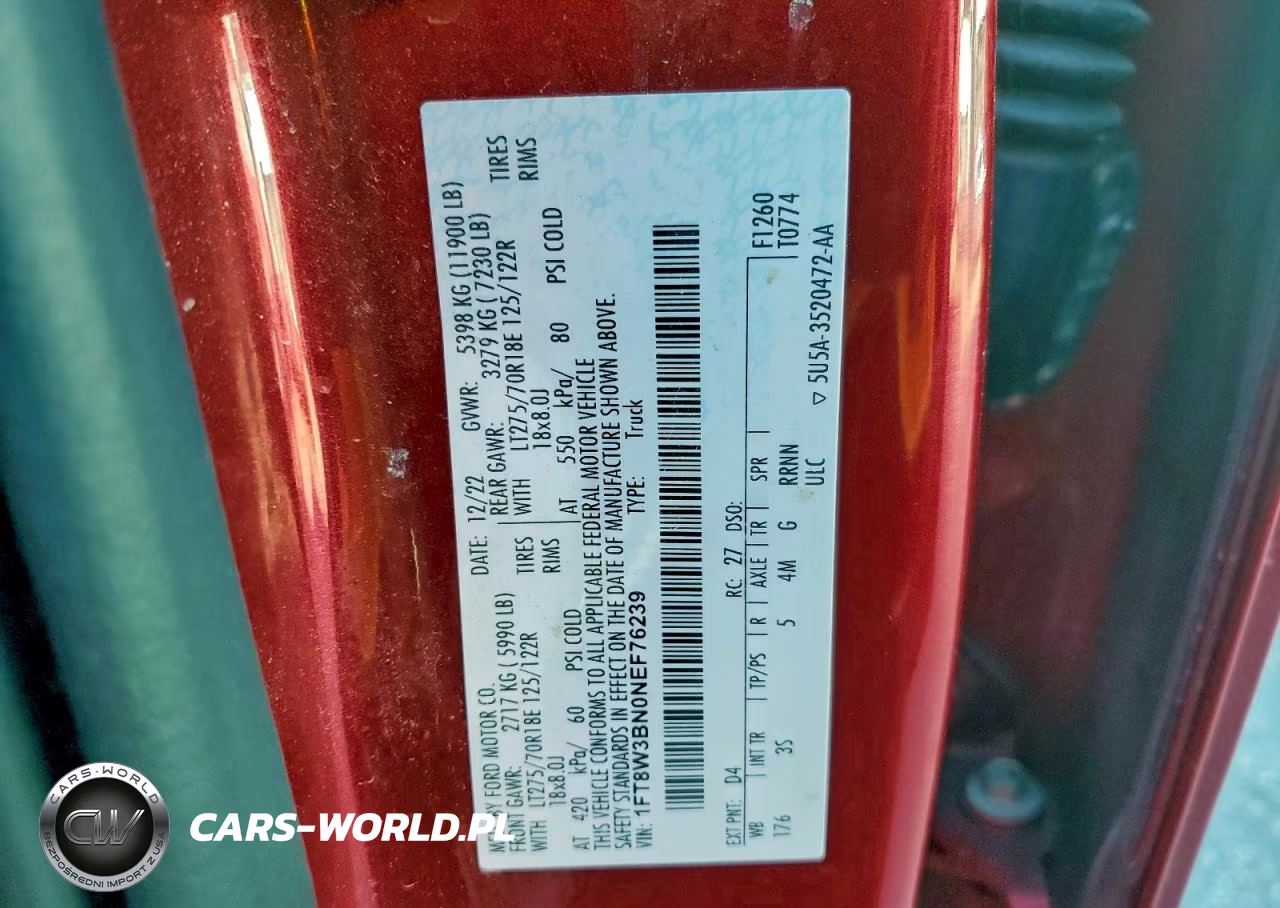 2022 Ford F350 Super Duty VIN:1FT8W3BN0NEF76239 - 13