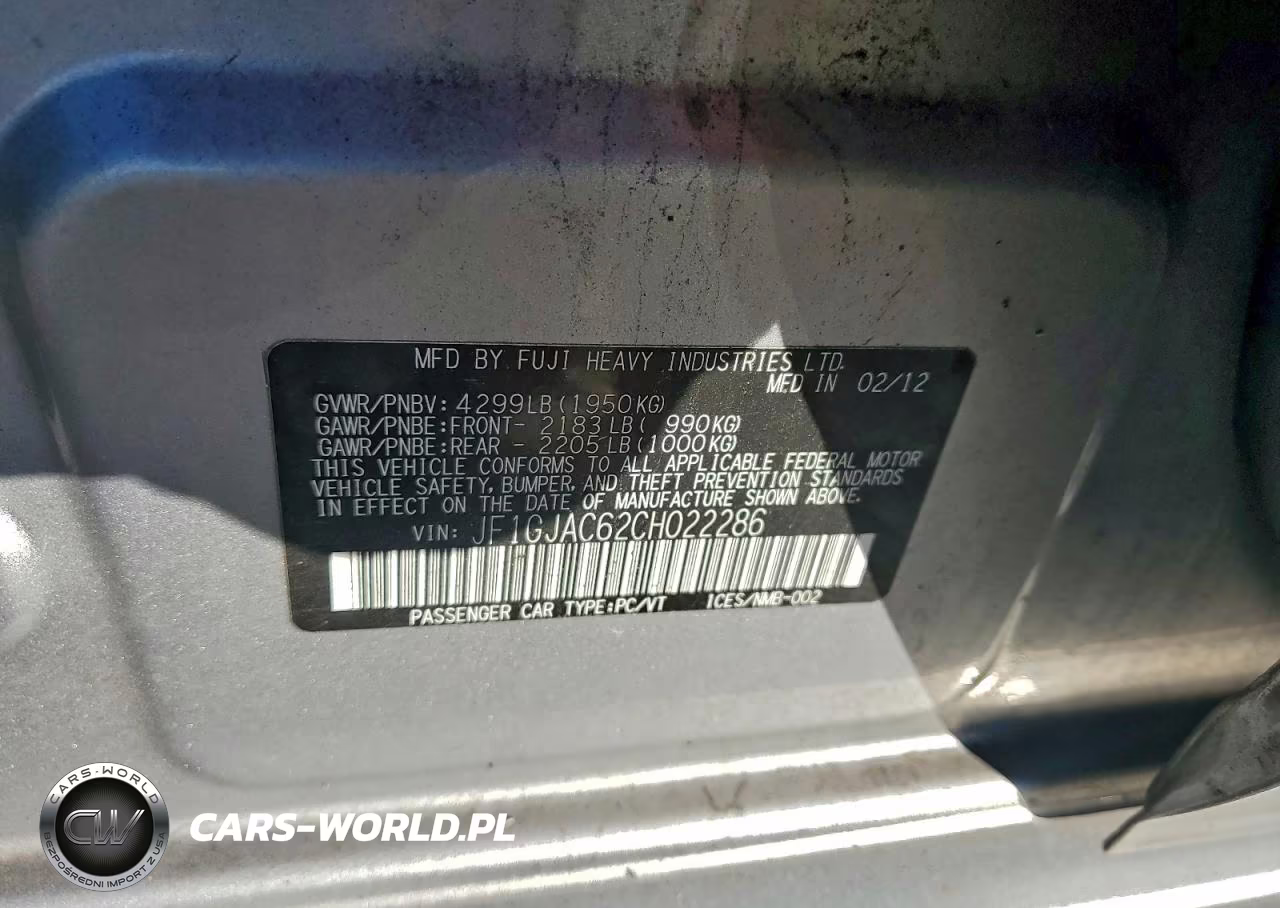 2012 Subaru Impreza Premium VIN:JF1GJAC62CH022286 - 12