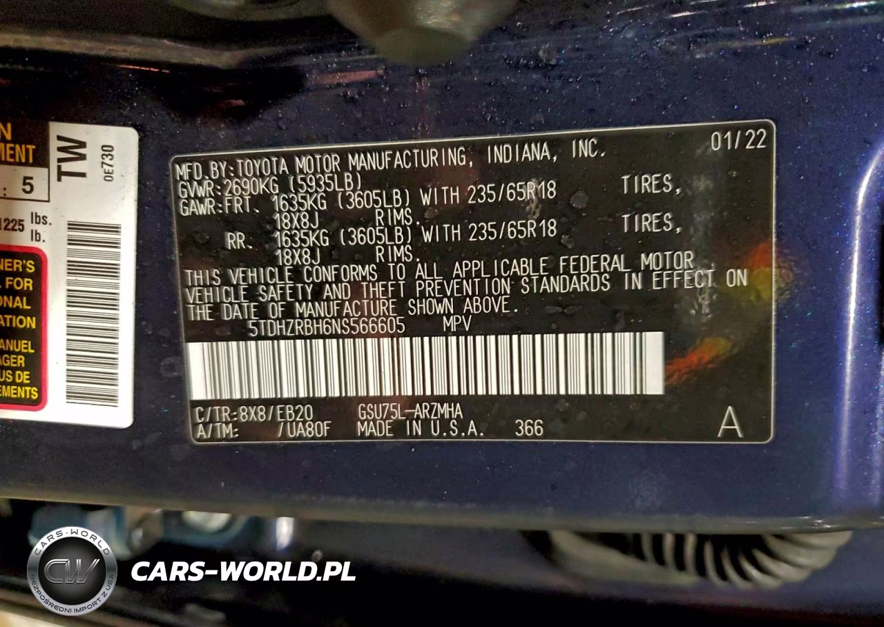 2022 Toyota Highlander Xle VIN:5TDHZRBH6NS566605 - 13