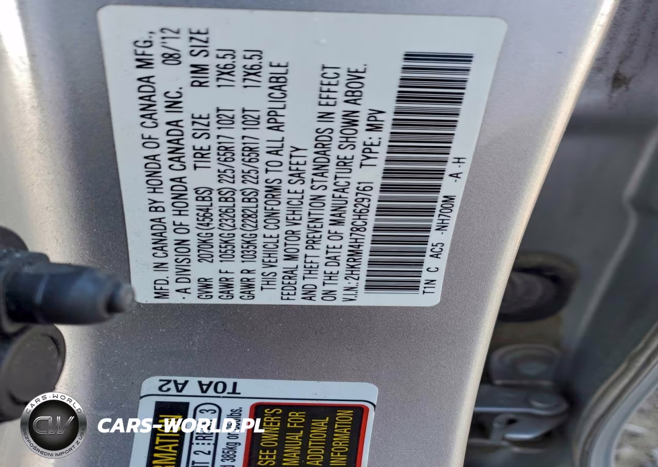 2012 Honda Cr-V Exl VIN:2HKRM4H78CH629761 - 13