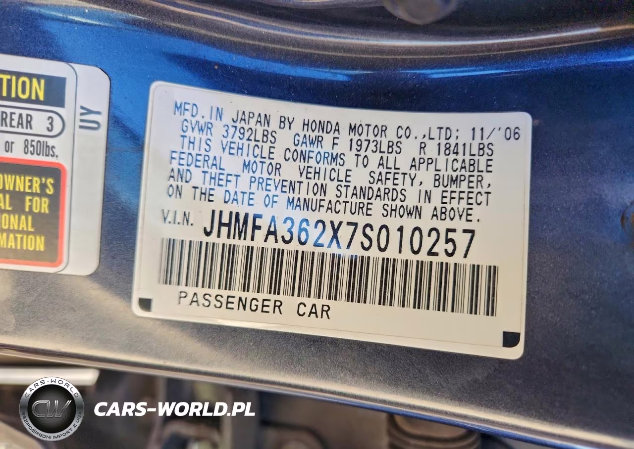 2007 Honda Civic Hybrid VIN:JHMFA362X7S010257 - 12