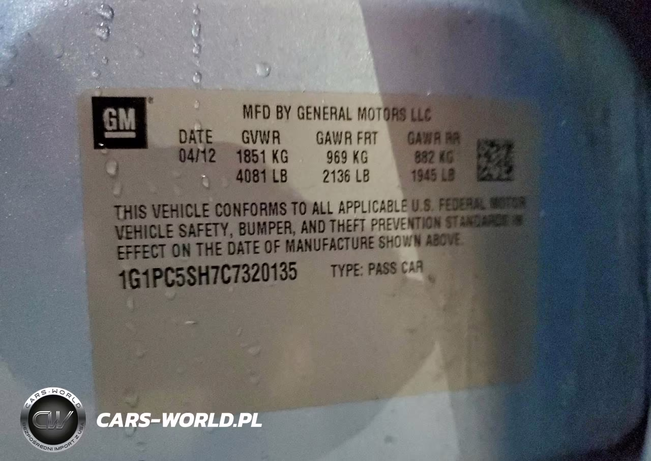 2012 Chevrolet Cruze Ls VIN:1G1PC5SH7C7320135 - 12