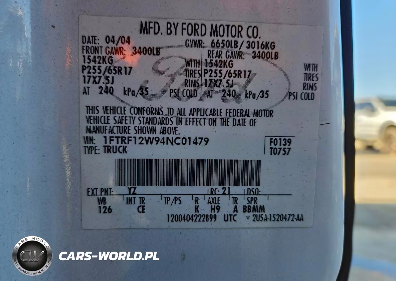 2004 Ford F150 VIN:1FTRF12W94NC01479 - 12