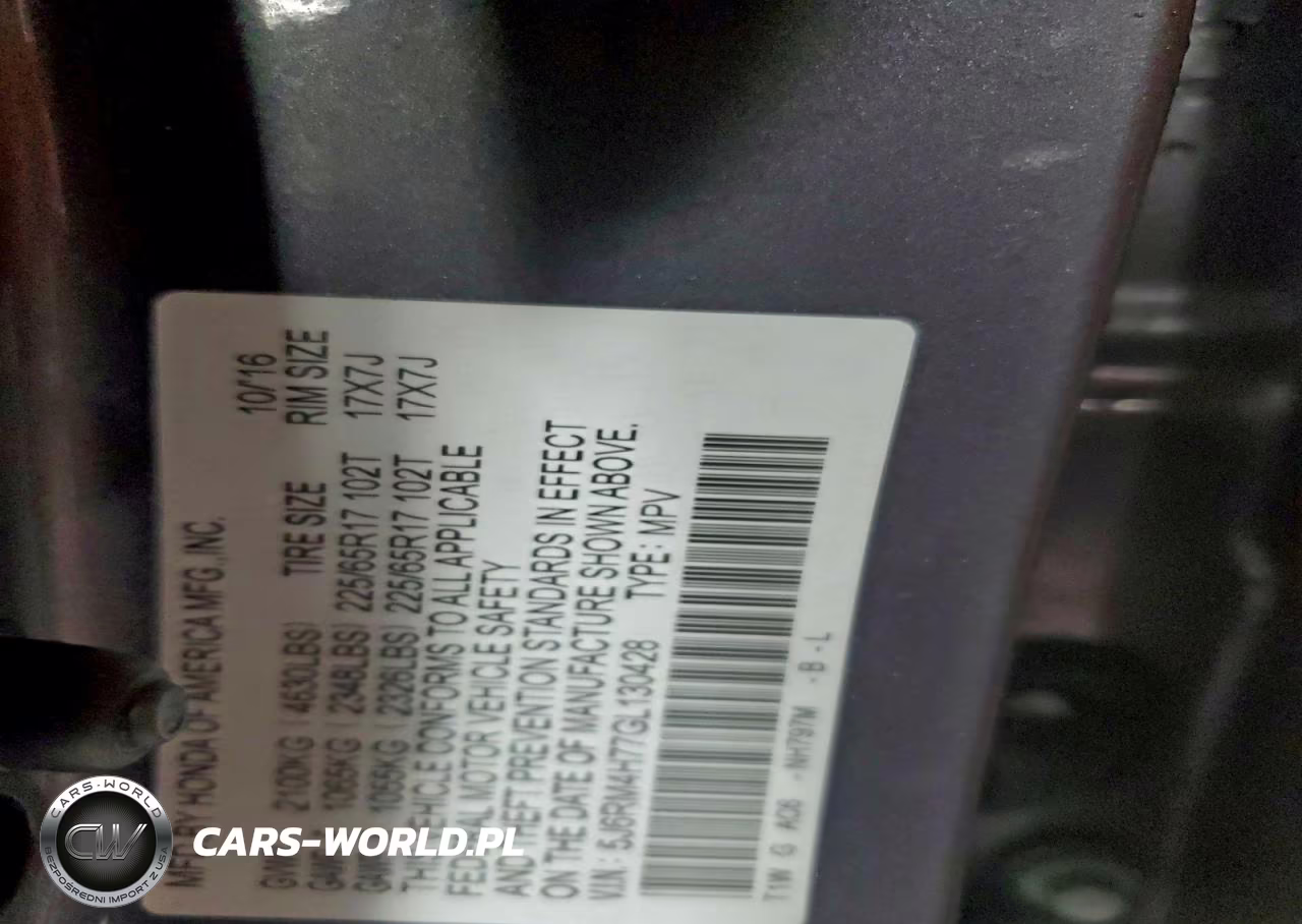 2016 Honda Cr-V Exl VIN:5J6RM4H77GL130428 - 13
