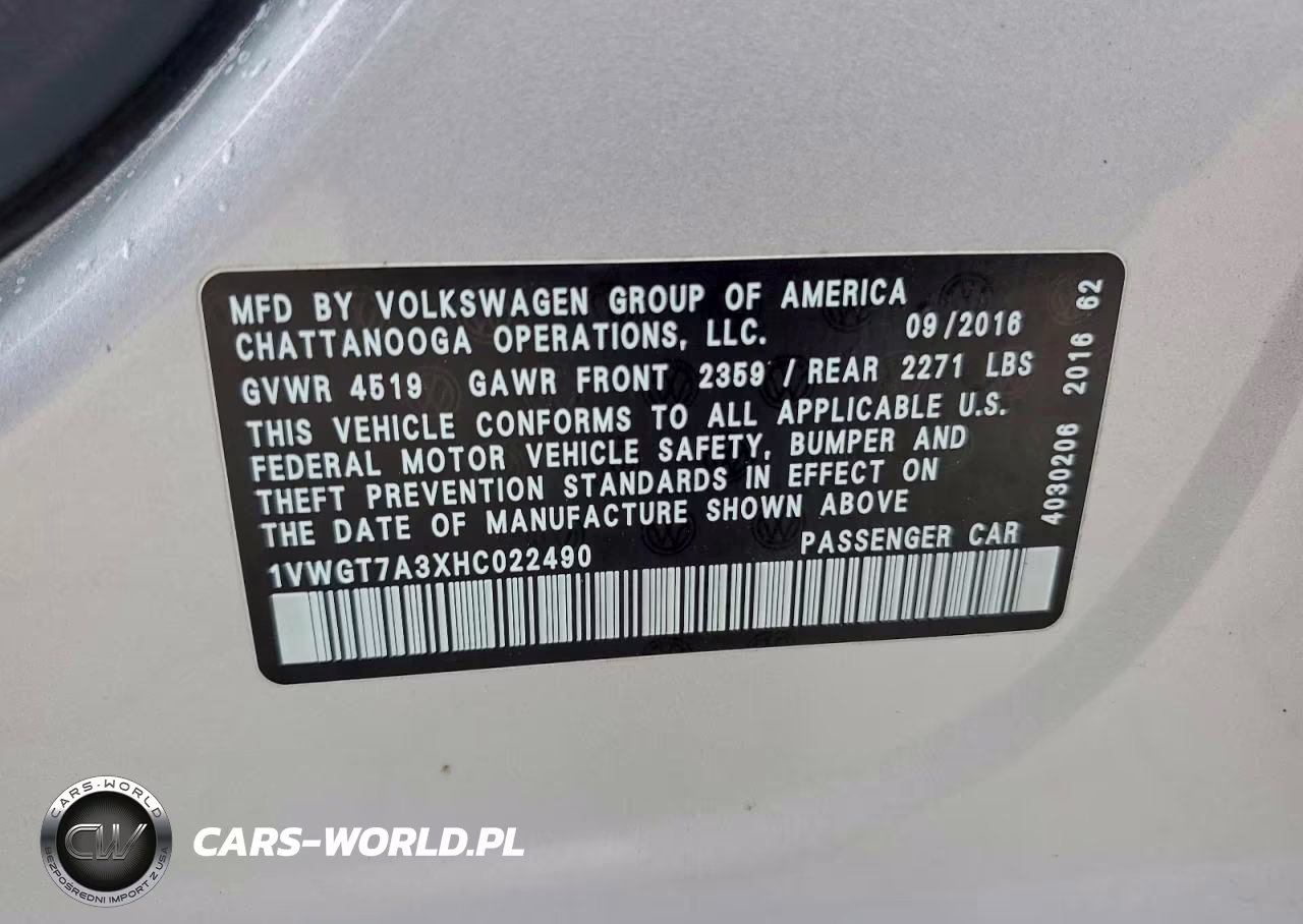 2017 Volkswagen Passat Se VIN:1VWGT7A3XHC022490 - 12