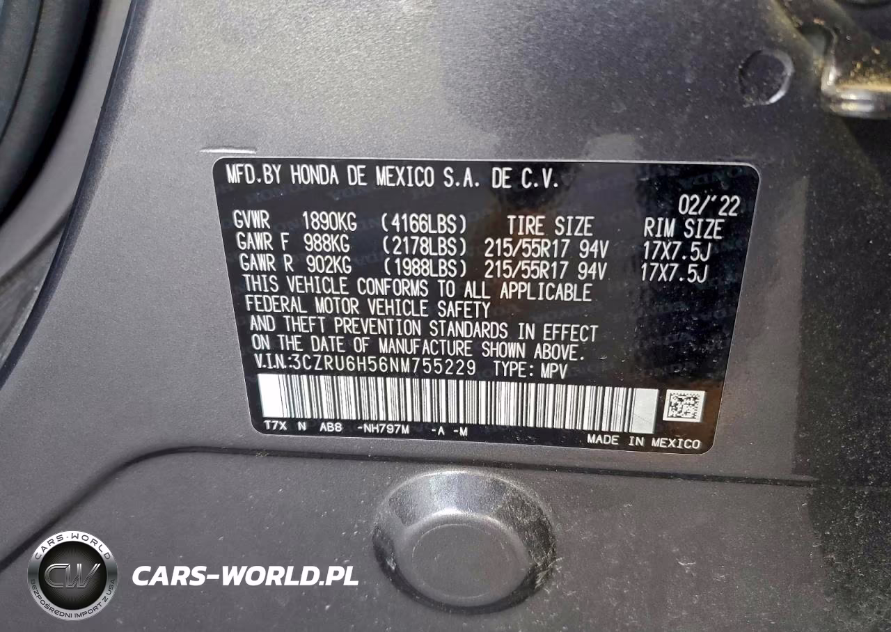 2022 Honda Hr-V VIN:3CZRU6H56NM755229 - 13