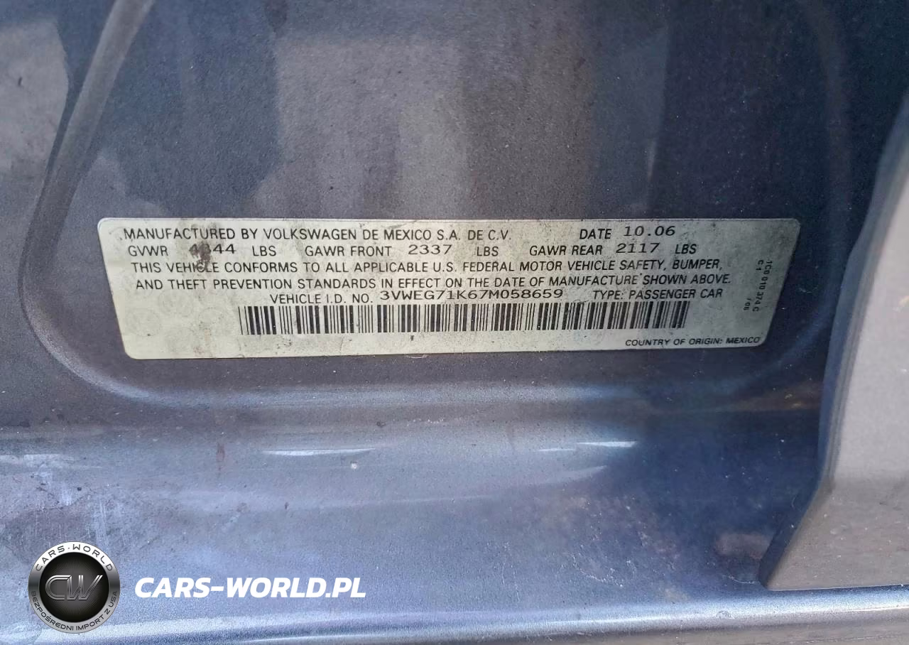 2007 Volkswagen Jetta Wolfsburg VIN:3VWEG71K67M058659 - 12