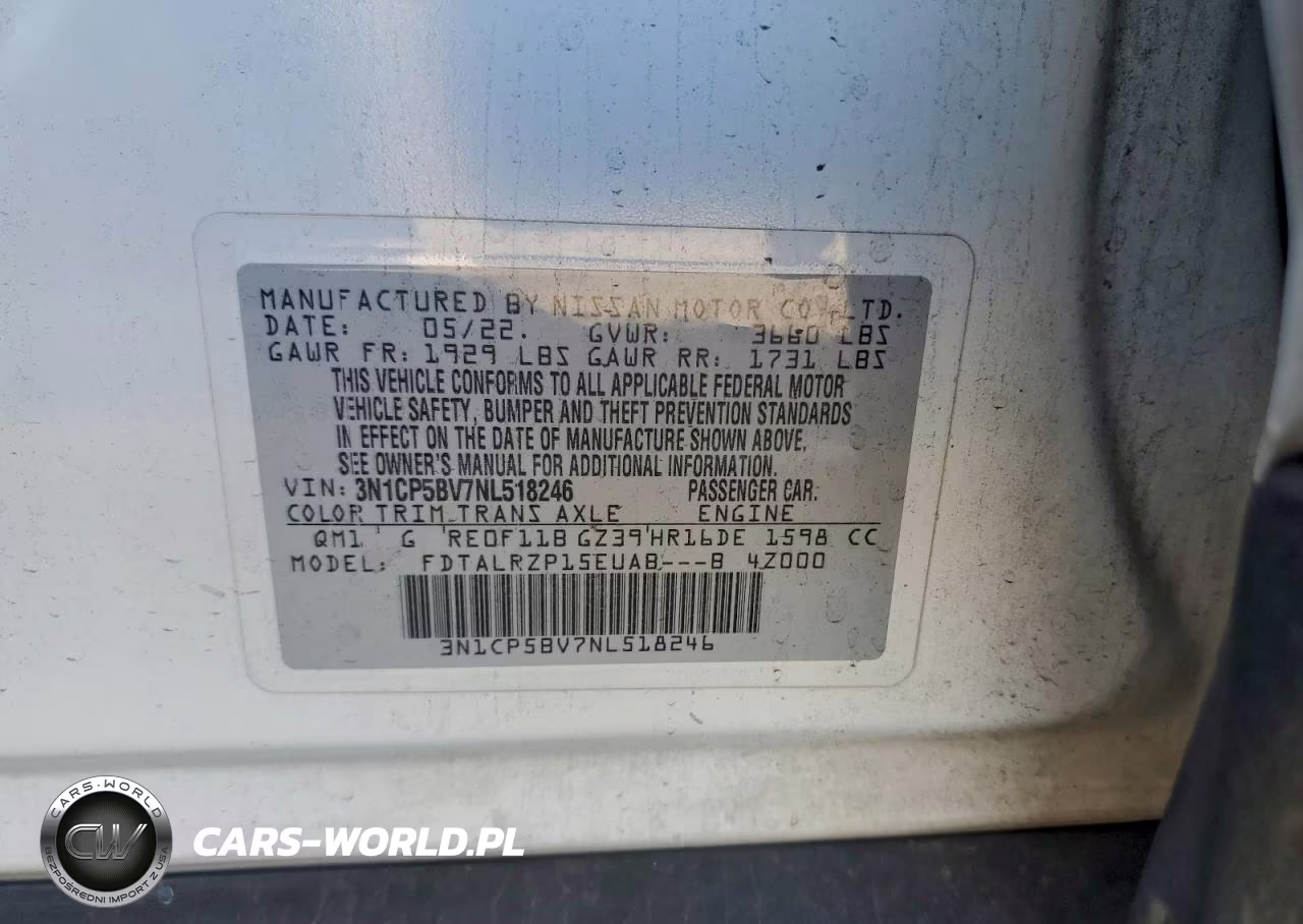 2022 Nissan Kicks S VIN:3N1CP5BV7NL518246 - 12