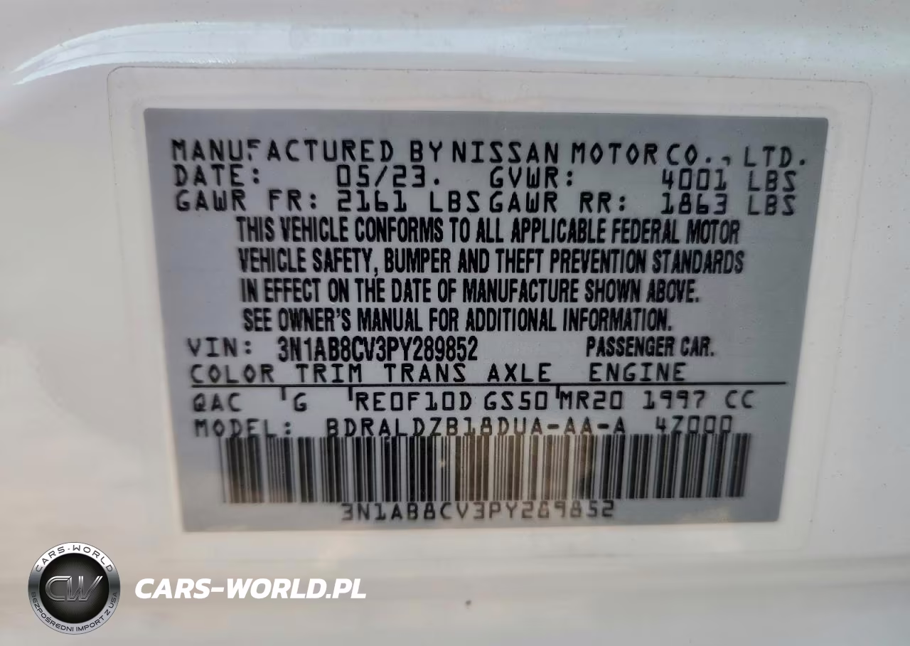 2023 Niss Sentra Sv VIN:3N1AB8CV3PY289852 - 12