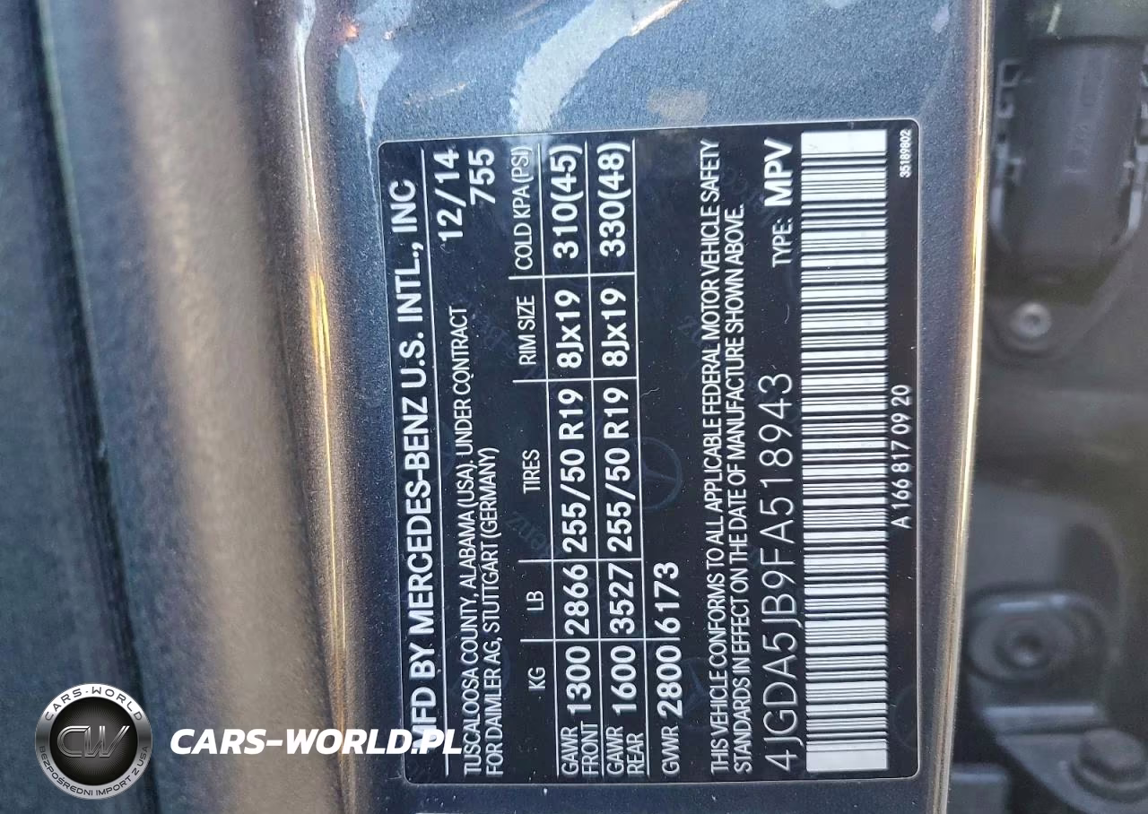 2015 Mercedes-Benz Ml 350 VIN:4JGDA5JB9FA518943 - 13