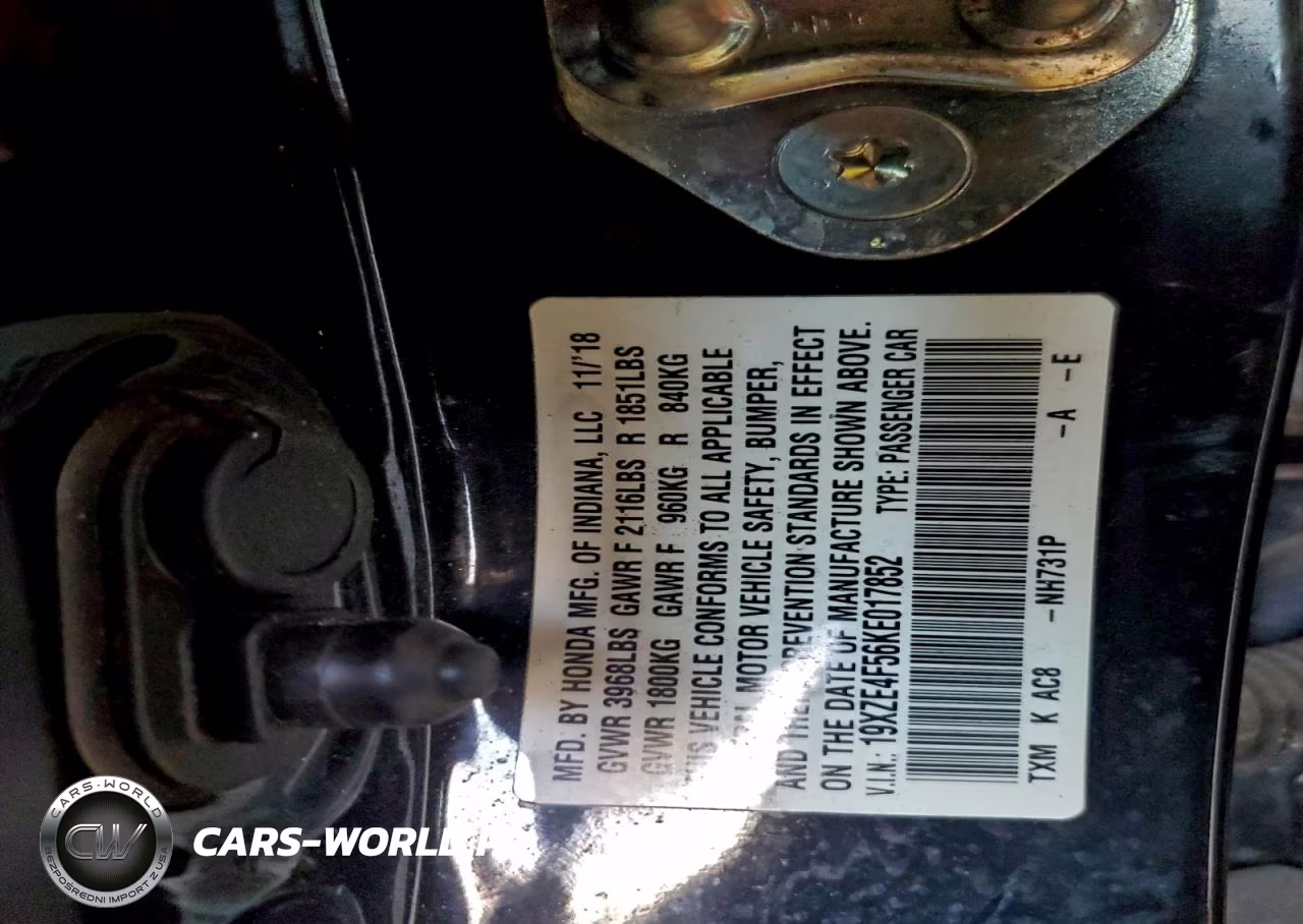 2019 Honda Insight Ex VIN:19XZE4F56KE017852 - 12