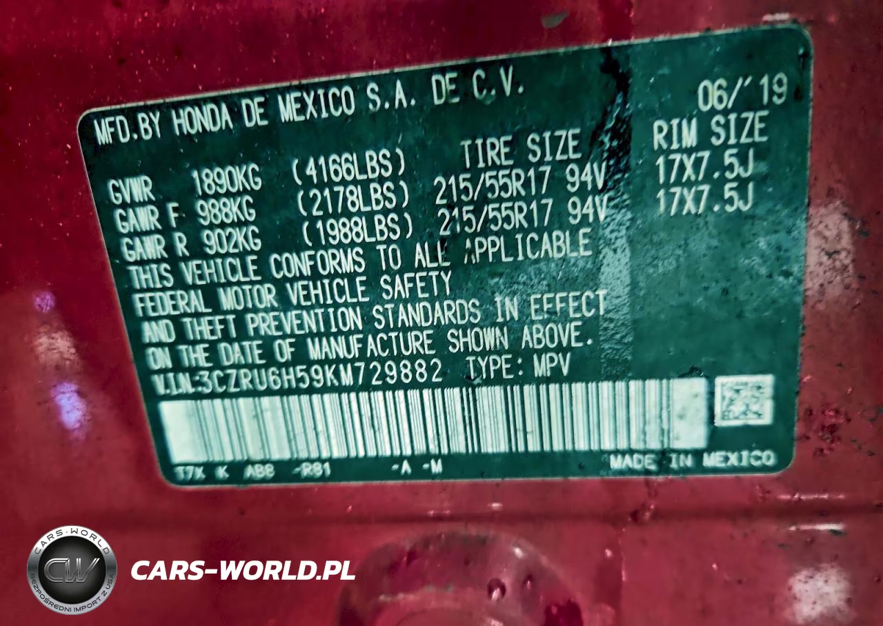 2019 Honda Hr-V Ex VIN:3CZRU6H59KM729882 - 12