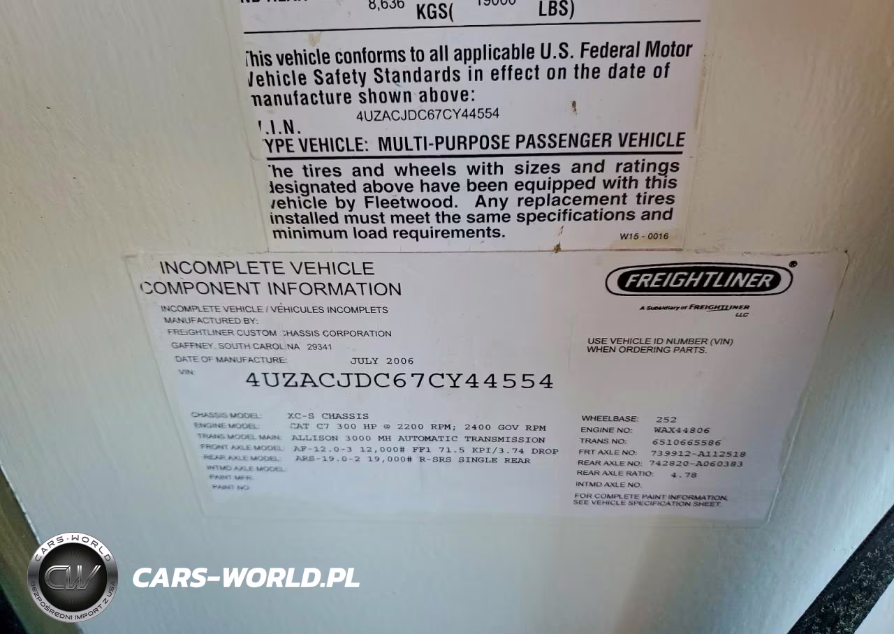 2007 Freightliner Chassis X Line Motor Home VIN:4UZACJDC67CY44554 - 10