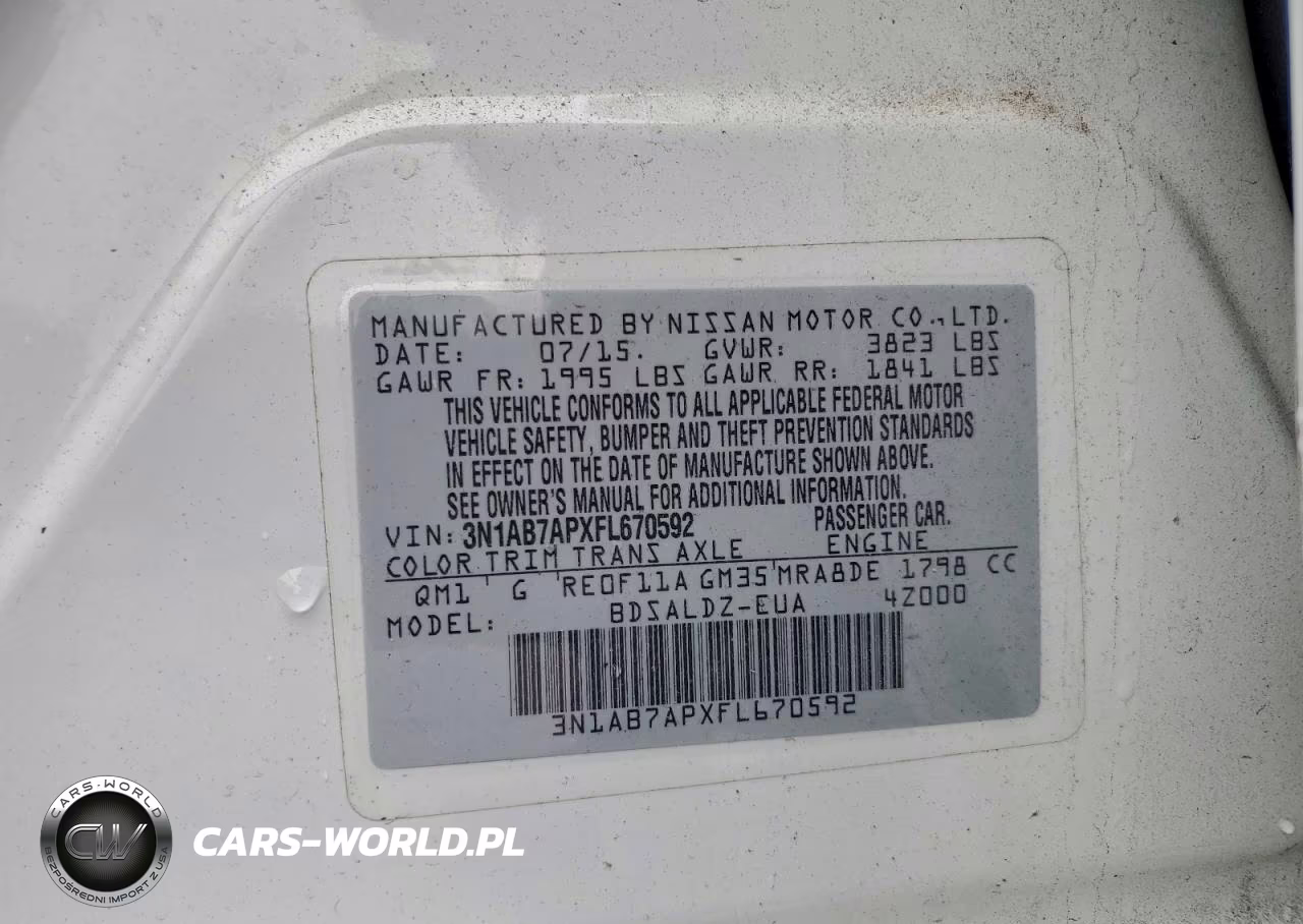 2015 Niss Sentra Sv VIN:3N1AB7APXFL670592 - 12