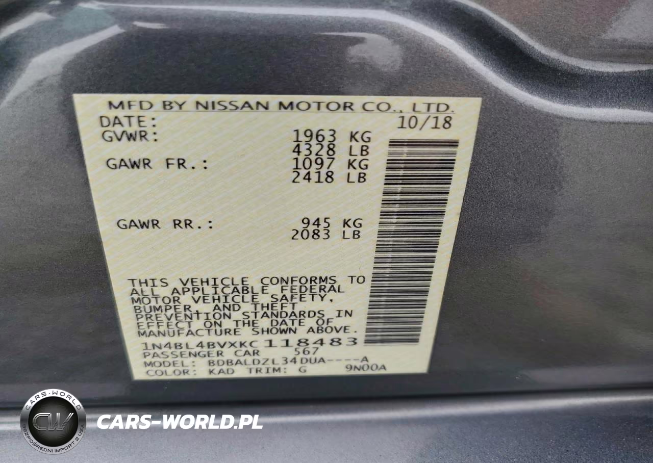 2019 Nissan Altima S VIN:1N4BL4BVXKC118483 - 13