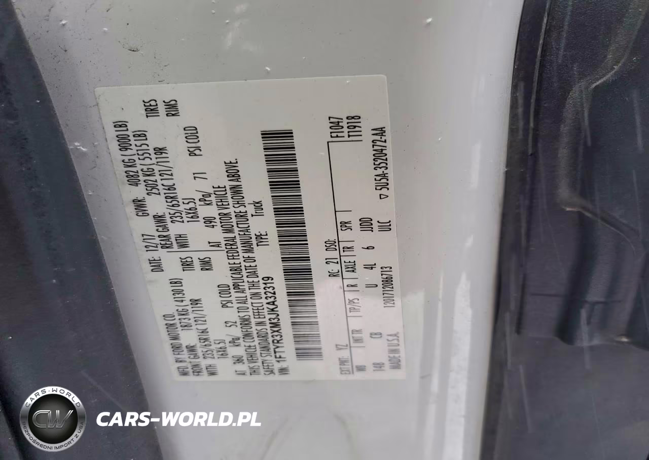 2018 Ford Transit Van T-250 El VIN:1FTYR3XM3JKA32319 - 13
