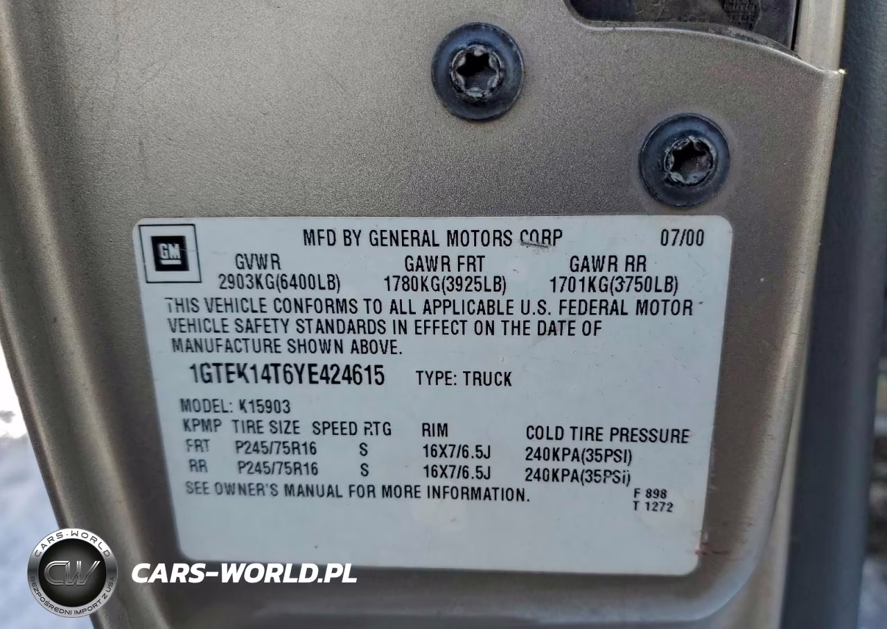 2000 GMC New Sierra K1500 VIN:1GTEK14T6YE424615 - 13