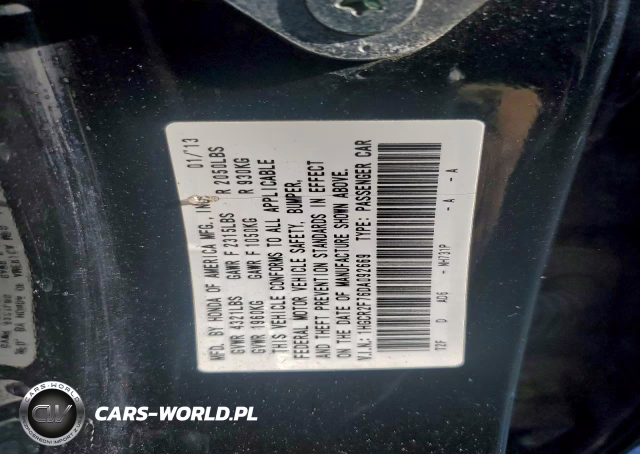 2013 Honda Accord Ex VIN:1HGCR2F76DA092669 - 12